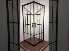 5/6 мм Размер стеклянные квадратные душевые шкафы с черными полосками рама для современной ванной